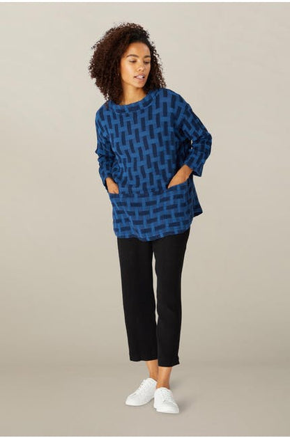 Sahara Jacquard Linen Boxy Top Royal