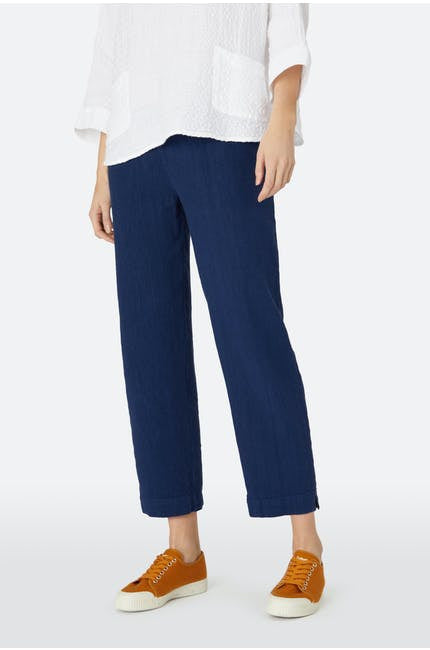 Sahara Textured Linen Slim Trouser Midnight