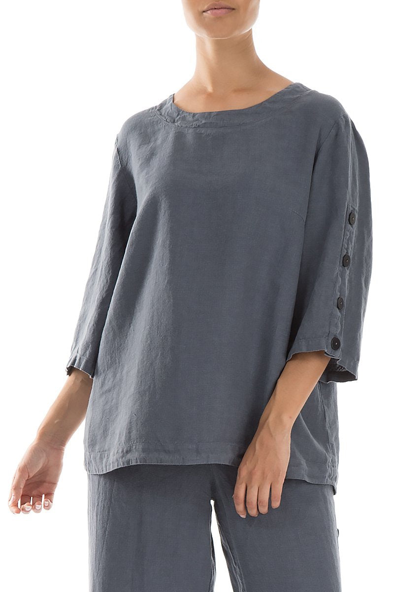 Grizas Grey Side Button 52333 Blouse