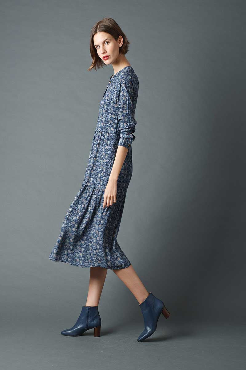 Indi & Cold Abbie Midi Dress Indigo