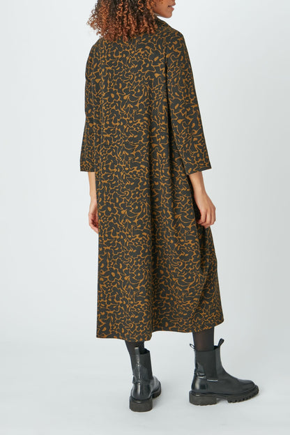 Sahara Jacquard Flower Jersey Dress Black