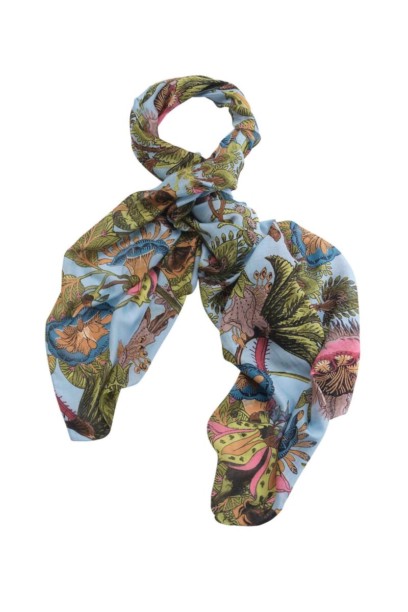 One Hundred Stars Eccentric Blooms Scarf Sky Blue