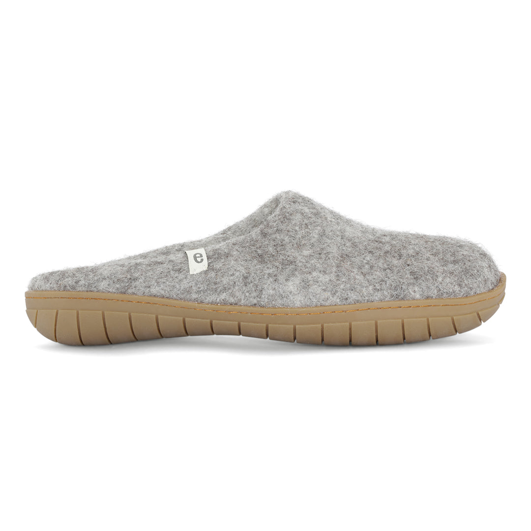 Egos Shoes Merino Wool Rubber Soled Slipper Grey