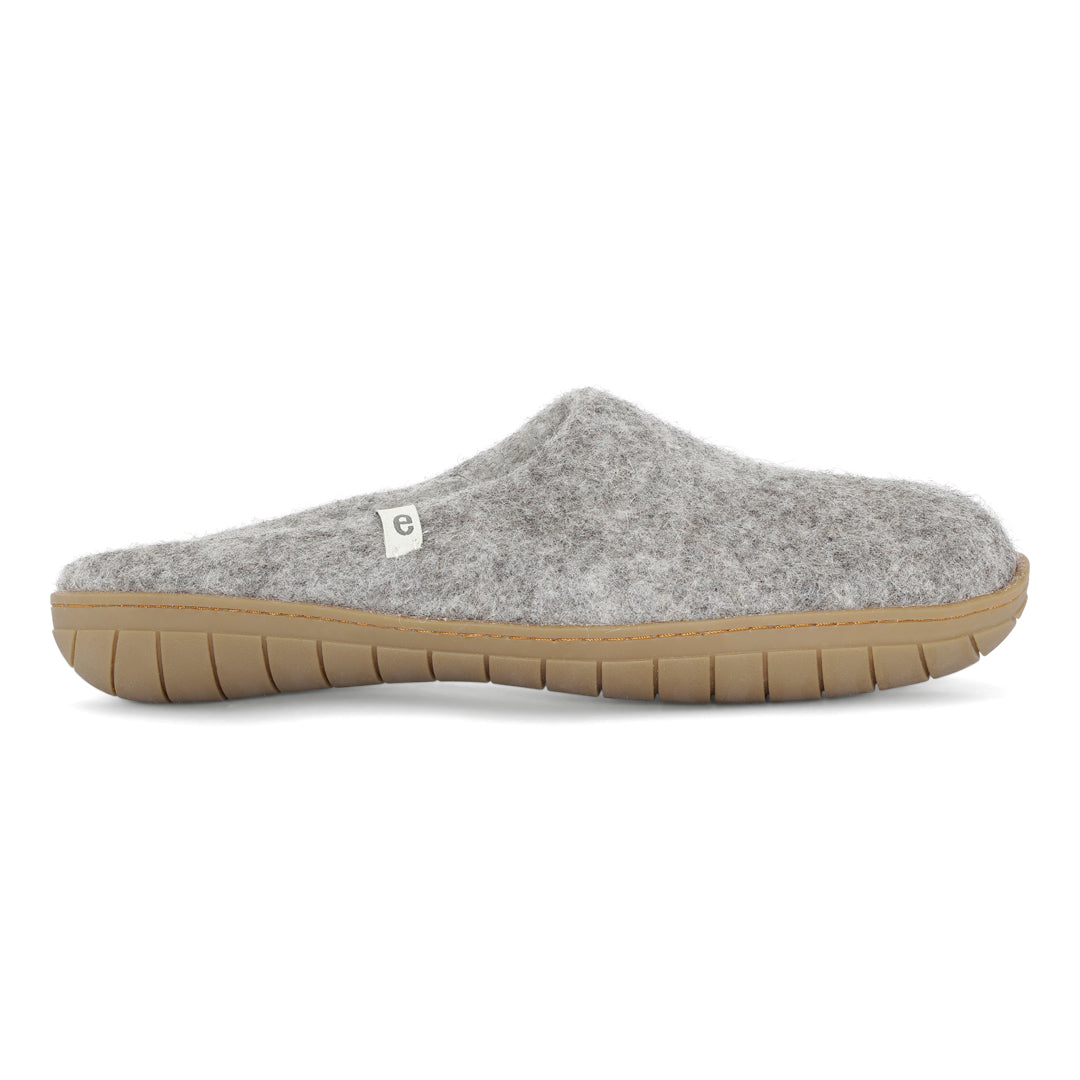 Egos Shoes Merino Wool Rubber Soled Slipper Grey Grey