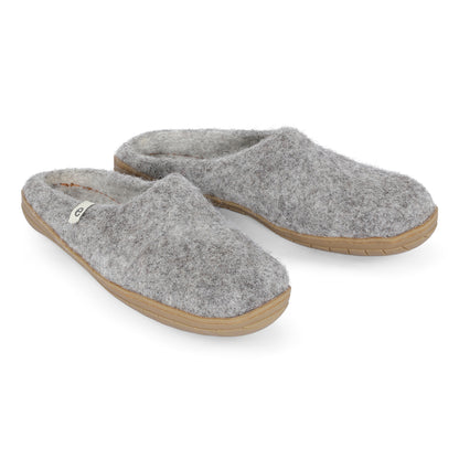 Egos Shoes Merino Wool Rubber Soled Slipper Grey Grey
