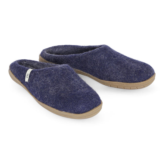 Egos Shoes Merino Wool Rubber Soled Slipper Blue Blue