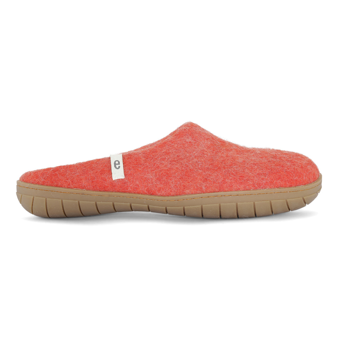 Egos Shoes Merino Wool Rubber Soled Slippers Rust Red