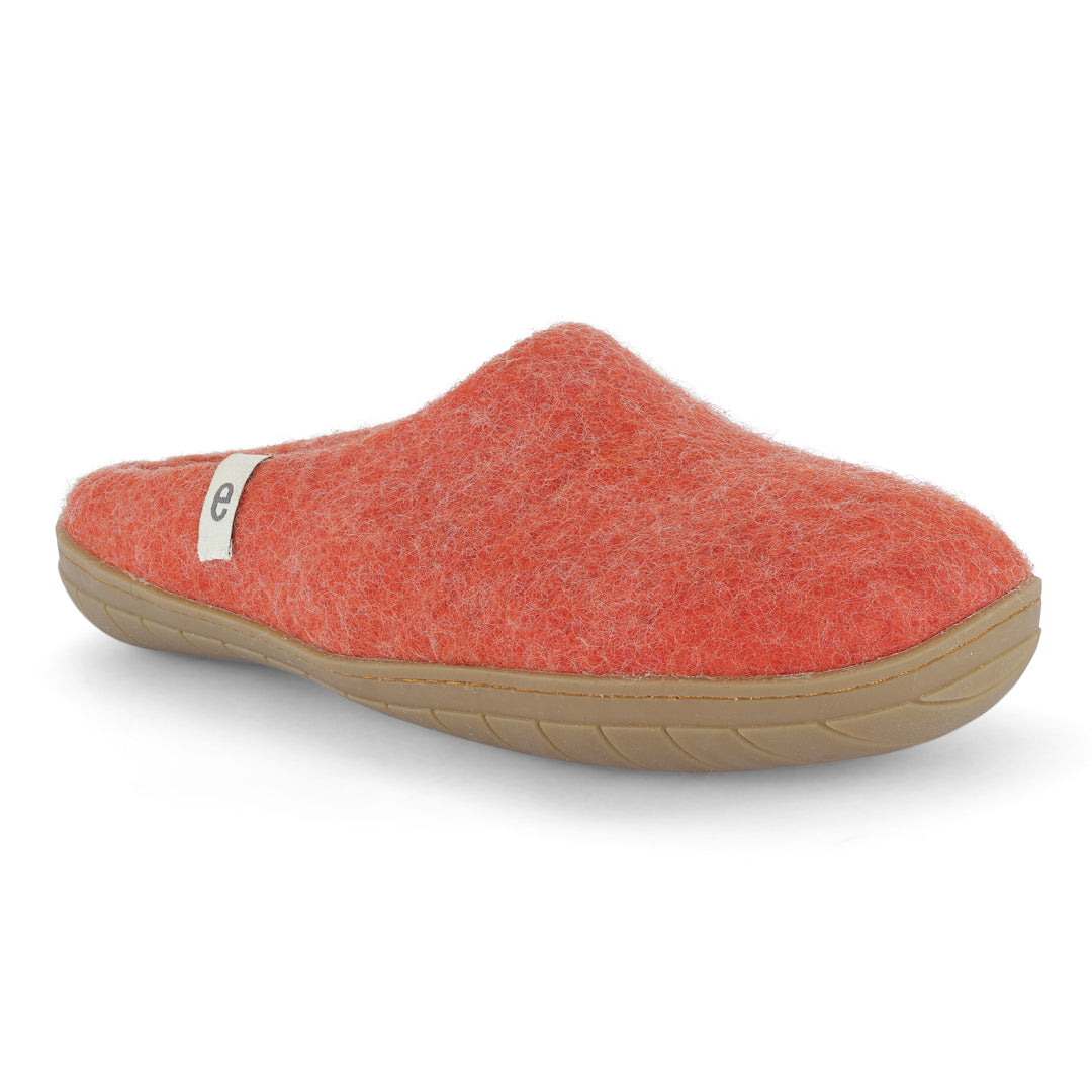 Egos Shoes Merino Wool Rubber Soled Slippers Rust Red