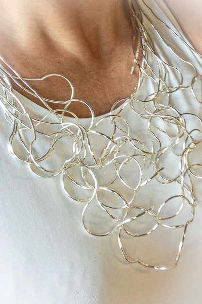 Jess & Lou Wow Statement Wire Necklace Silver
