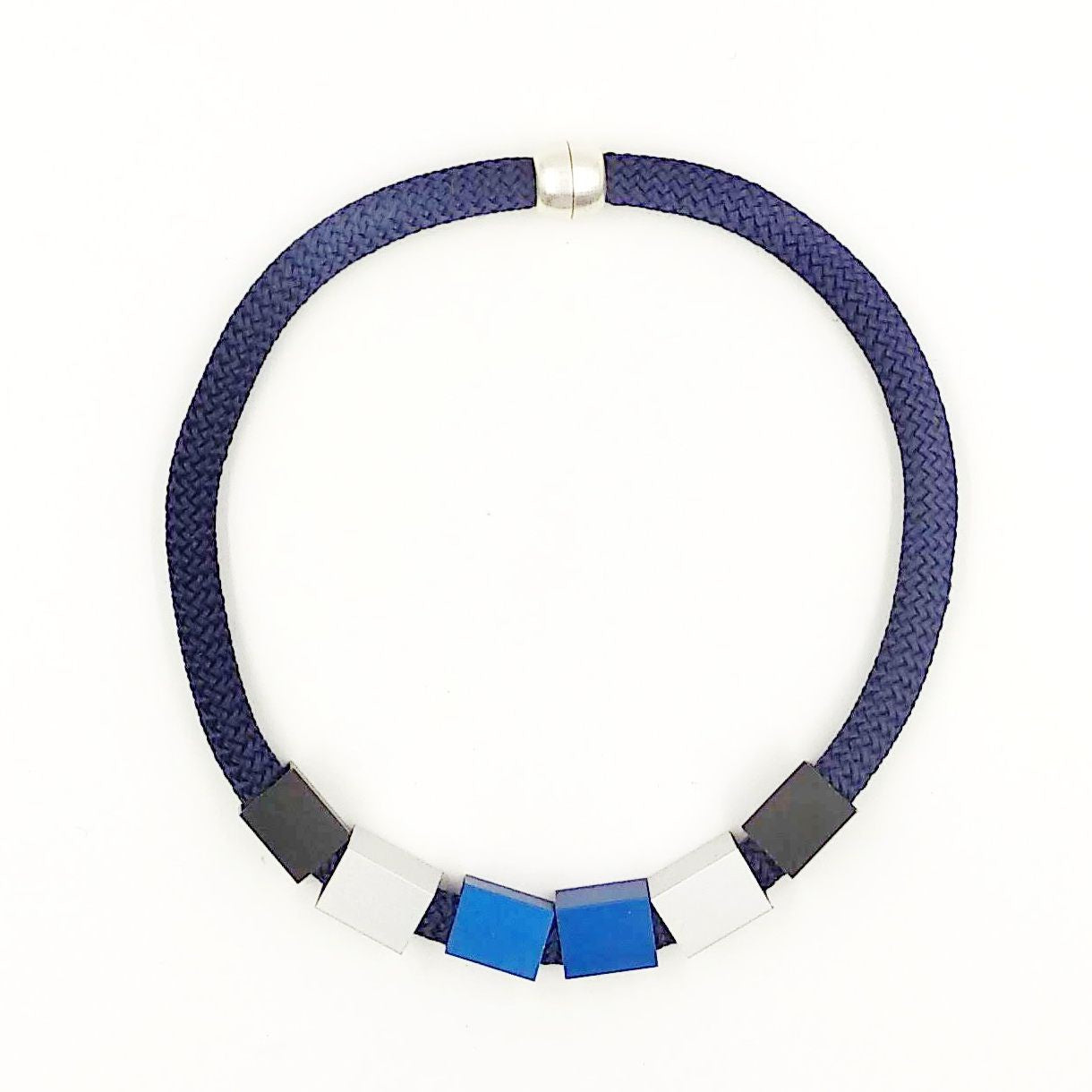 Christina Brampti Square Bead Cord Necklace Blue