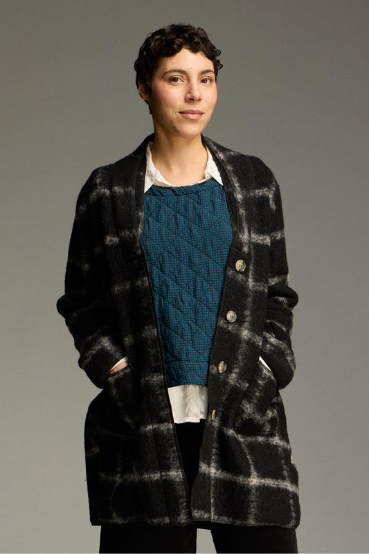 Plaid Wool Mid-Length Coat