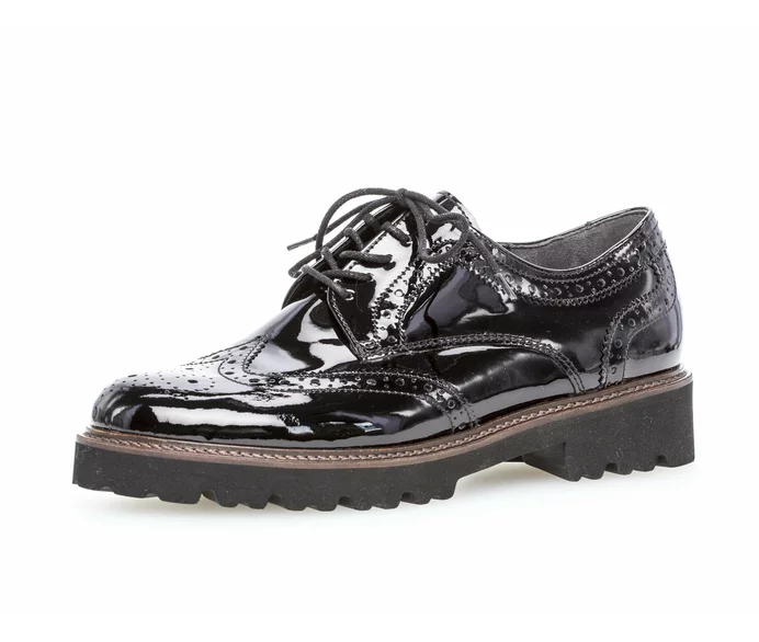 Gabor Shoes Sweep Brogue Black Patent