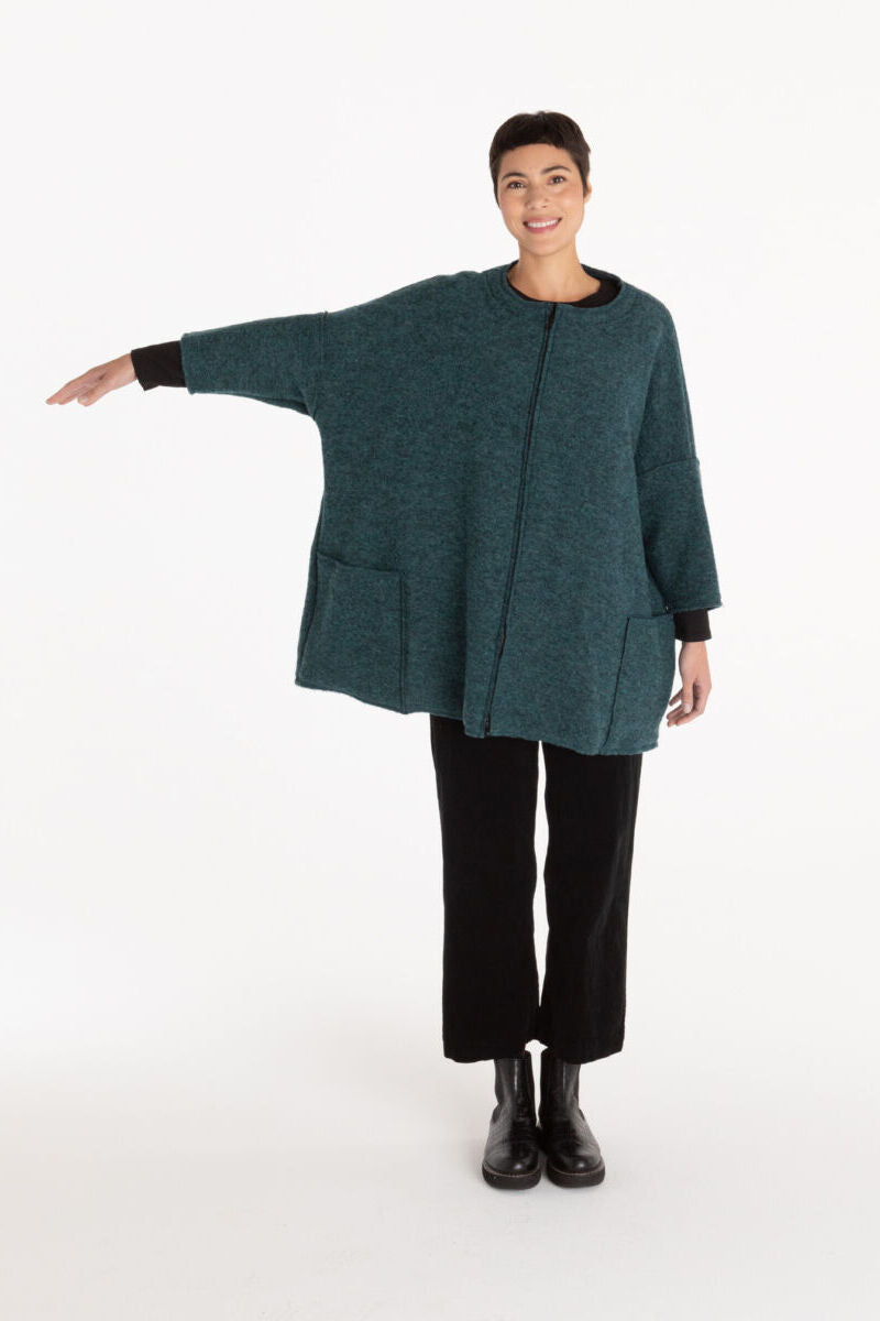 Cut Loose Boiled Wool Zip Jacket Deep Sea 