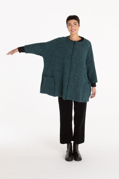 Cut Loose Boiled Wool Zip Jacket Deep Sea 