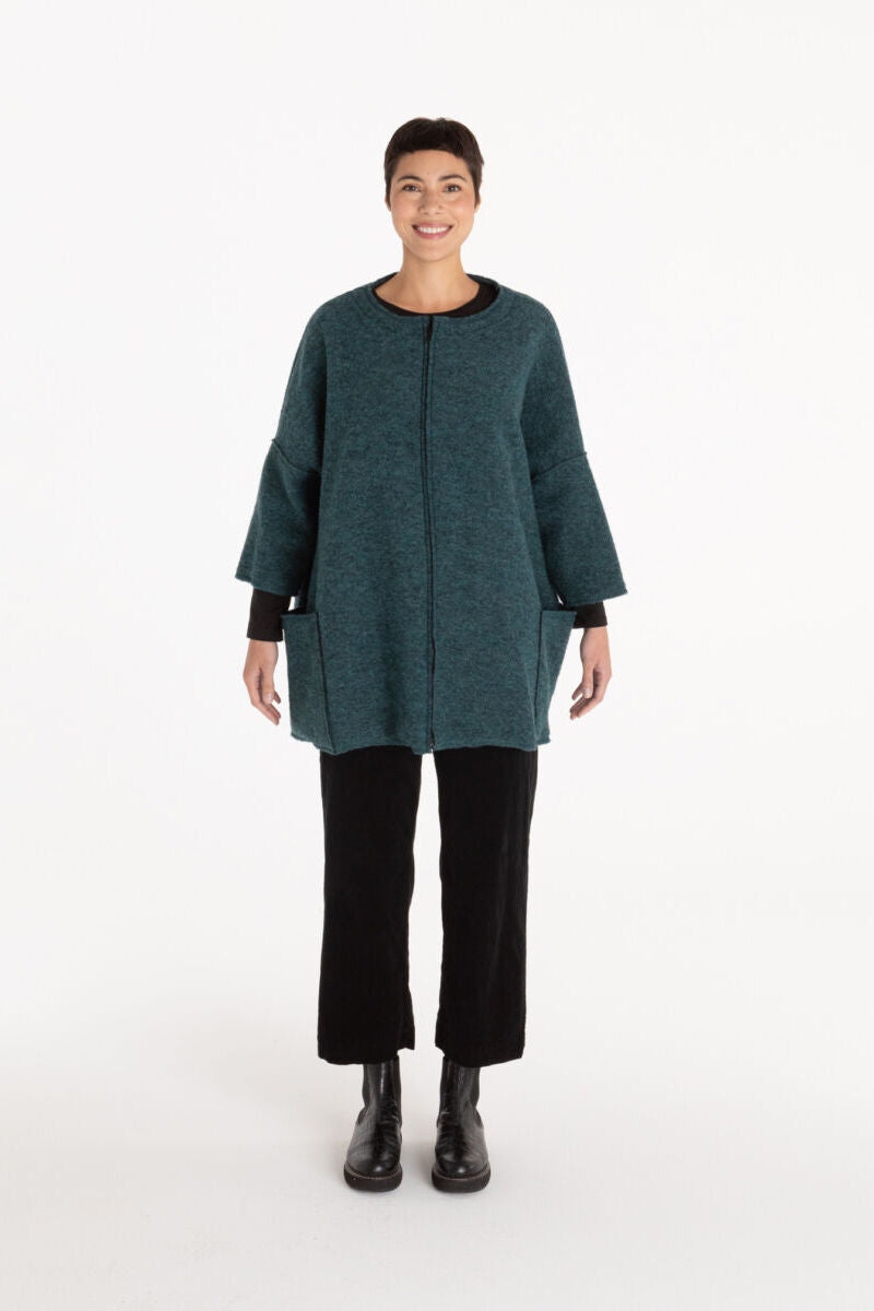Cut Loose Boiled Wool Zip Jacket Deep Sea Brown