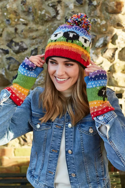 Black Sheep Roll Back Bobble Beanie