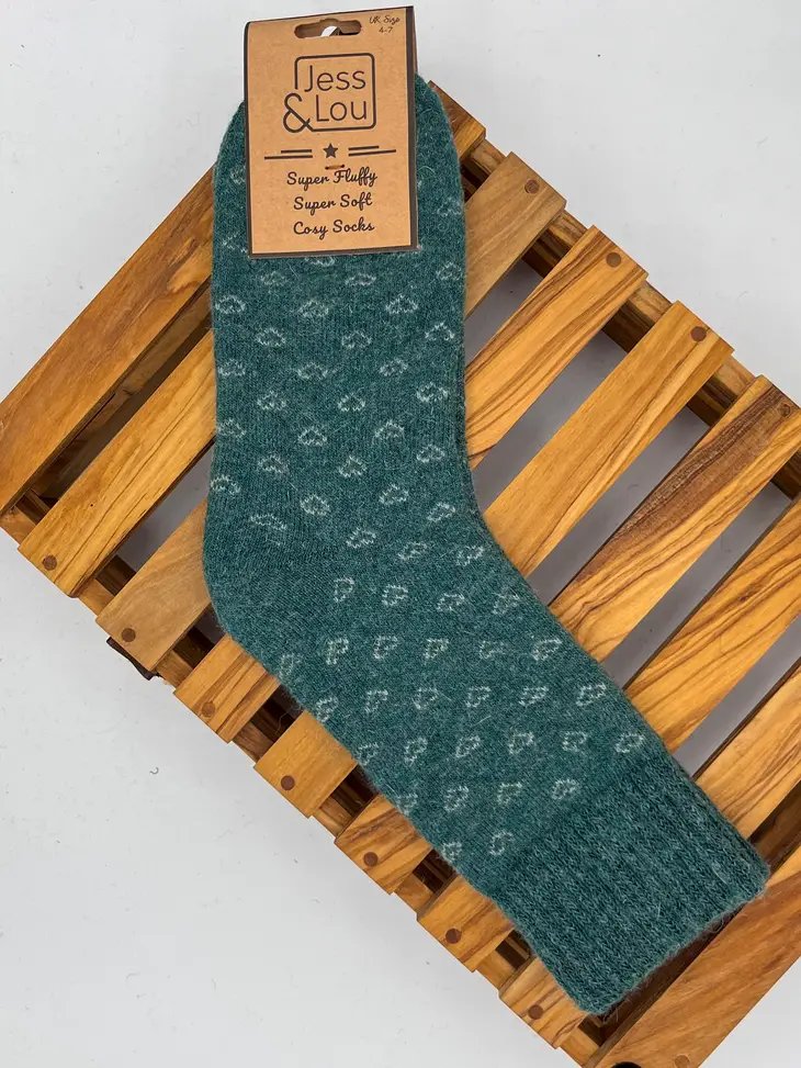 Jess & Lou Cosy Ribbed Small Heart Socks Grey Grey