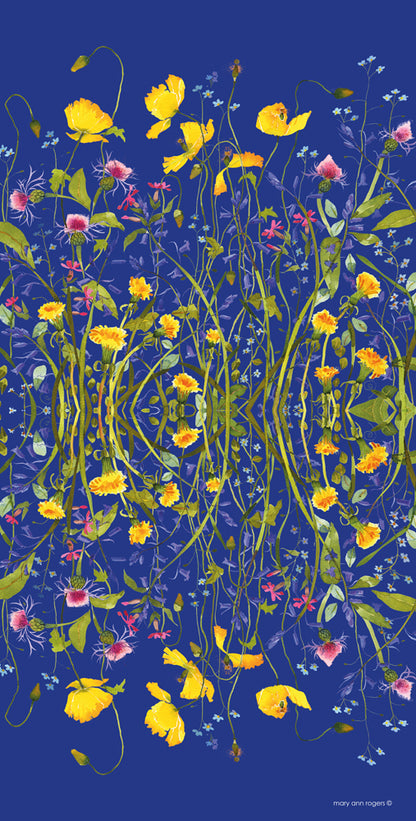 Mary Ann Rogers Blue Flowers Scarf