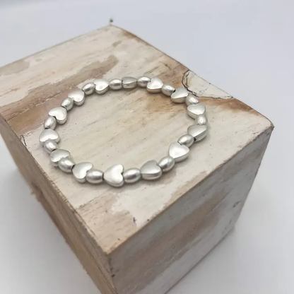 Jess & Lou Mini Heart Bead Bracelet Silver Silver
