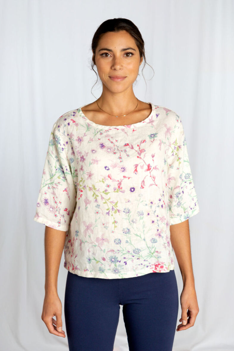 Cut Loose Elbow SLV Top Spring Bouquet Lemonade