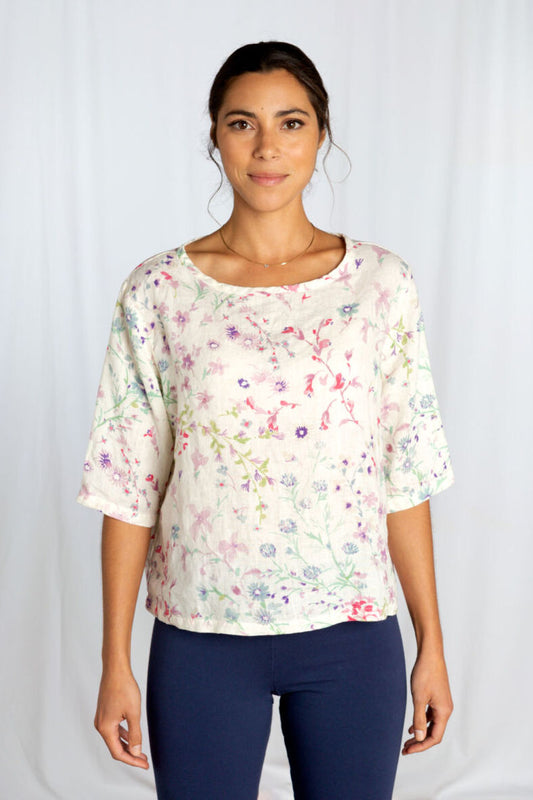 Cut Loose Elbow SLV Top Spring Bouquet Lemonade