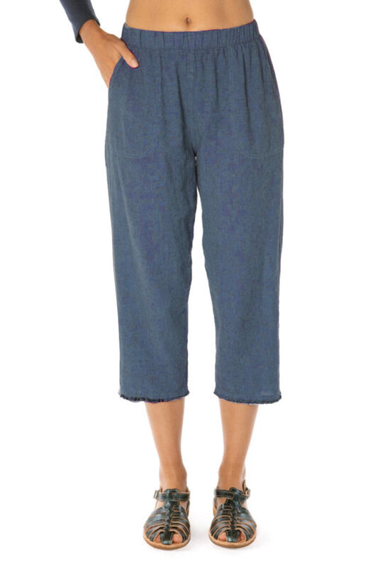 Cut Loose Crosshatch Raw Edge Crop Atlantic Blue