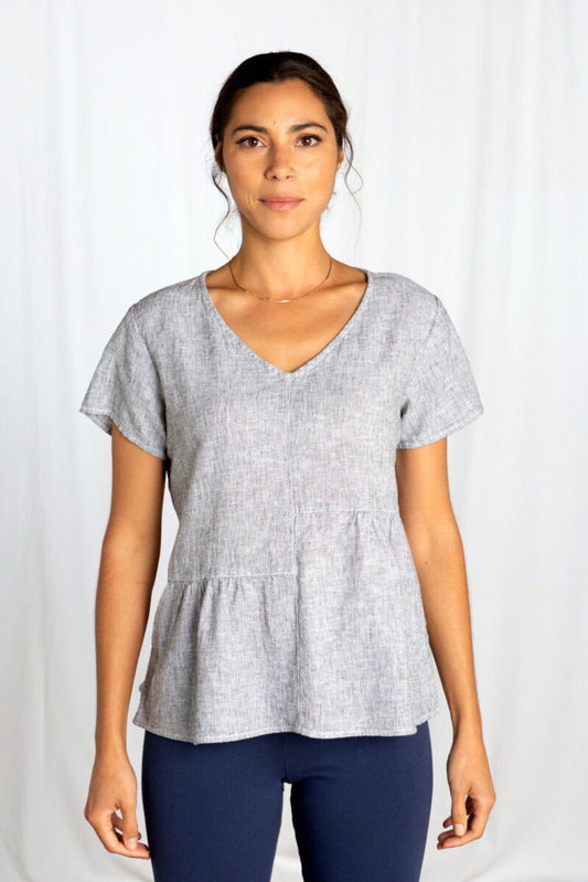 Cut Loose Crosshatch Patch Top White