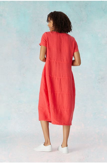 Sahara Linen Panelled Dress Hibiscus