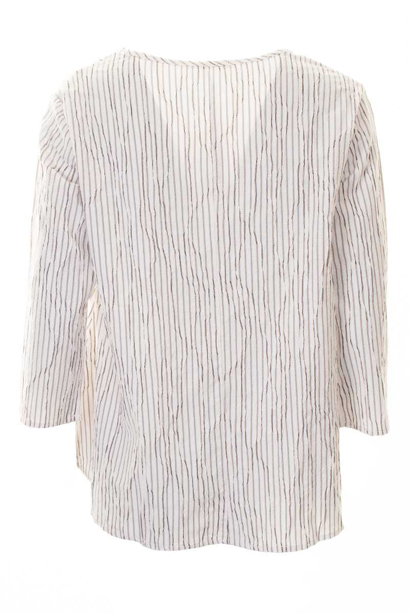 Cut Loose A-Line Top Crinkle Stripe White