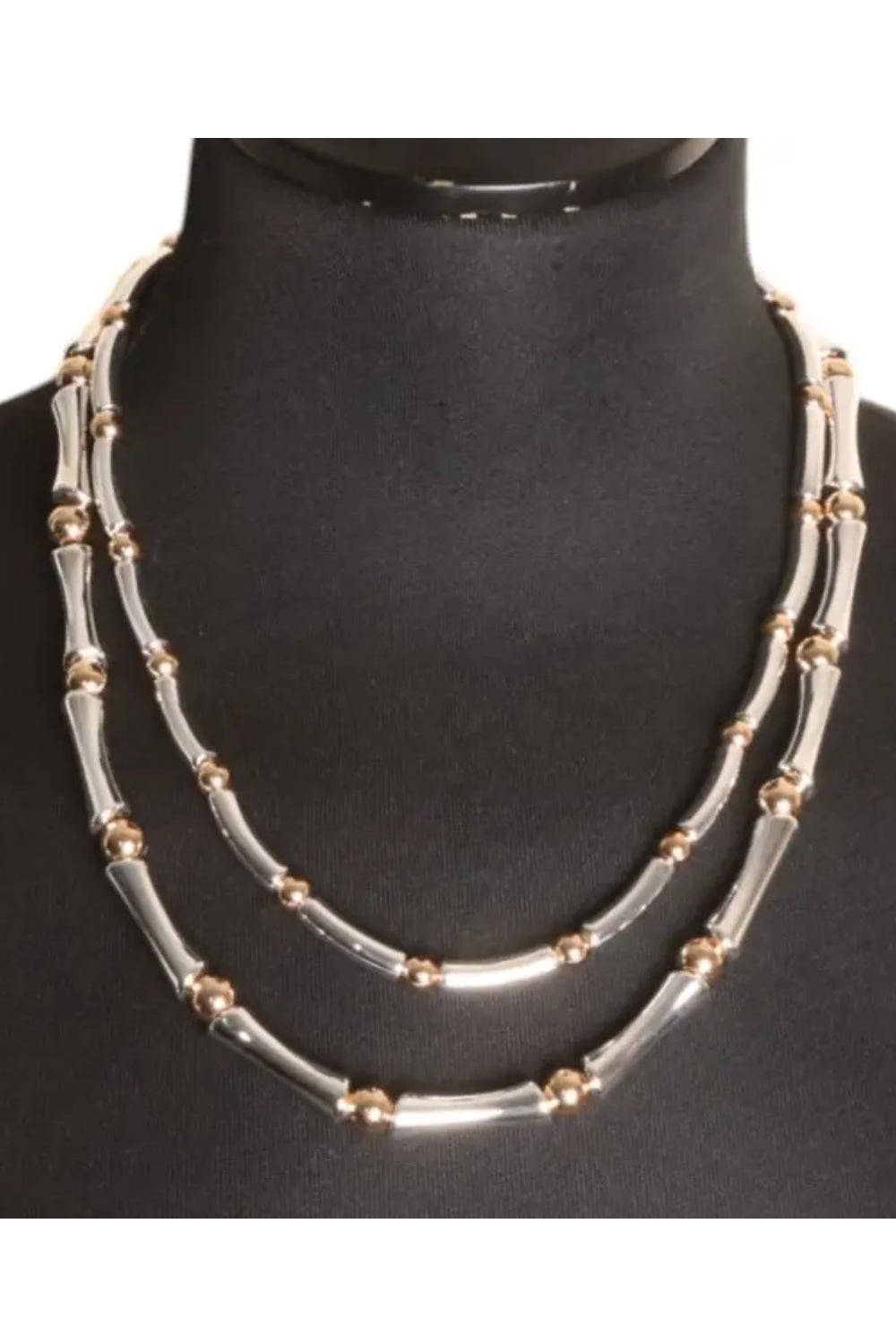 Two-Strand Silver & Gold Beaded Necklace