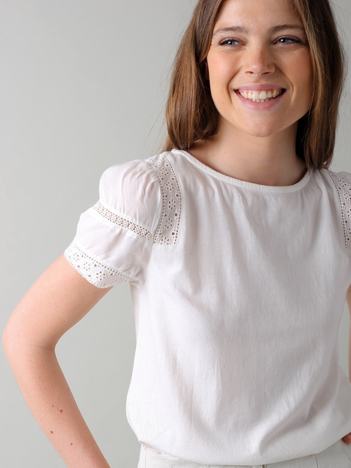 Indi & Cold Cotton Lace T-Shirt White