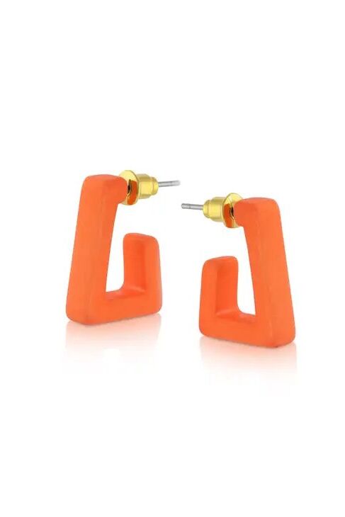 Big Metal Jewellery Anastasia Square Earrings Orange