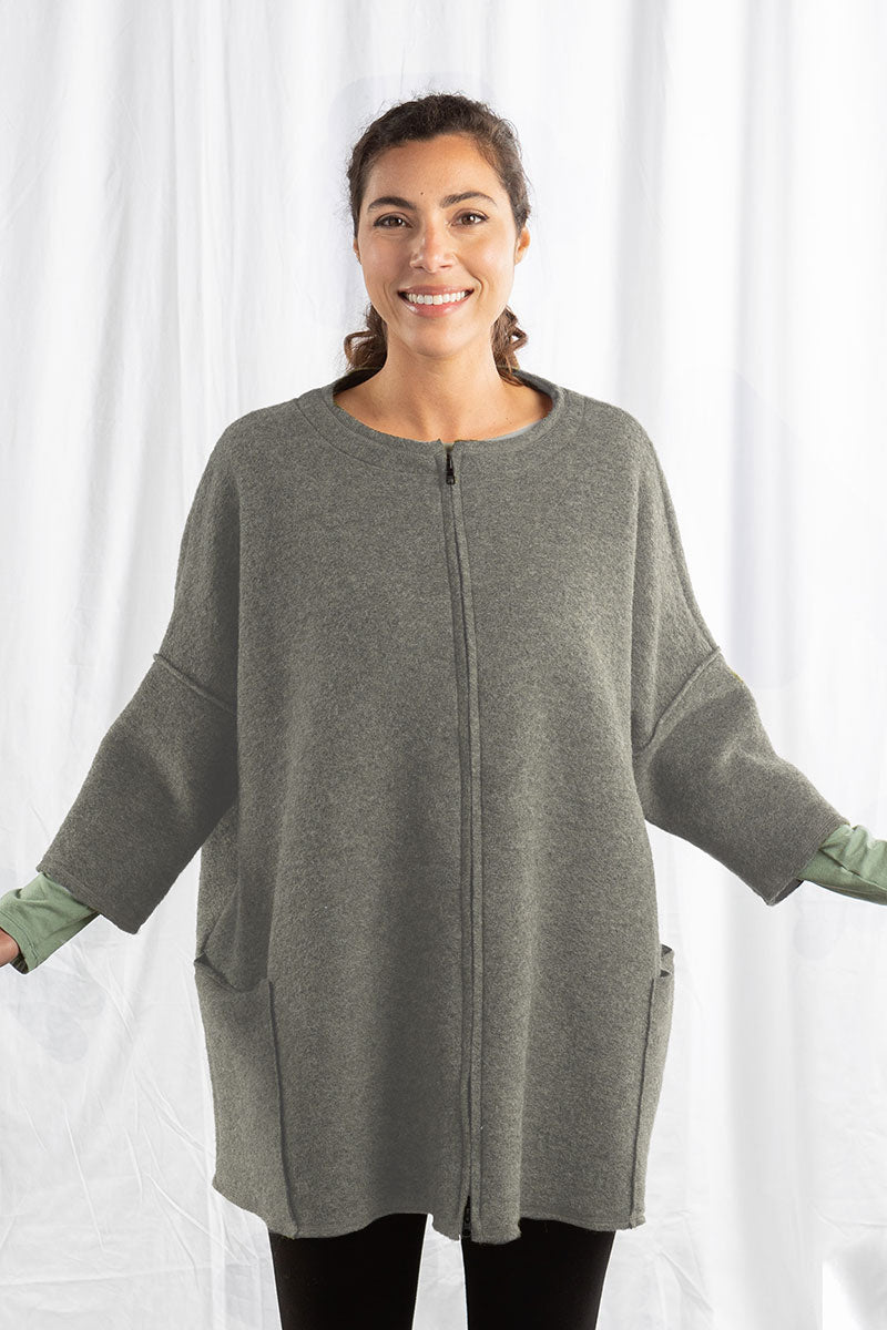 Cut Loose Boiled Wool Zip Jacket Lava