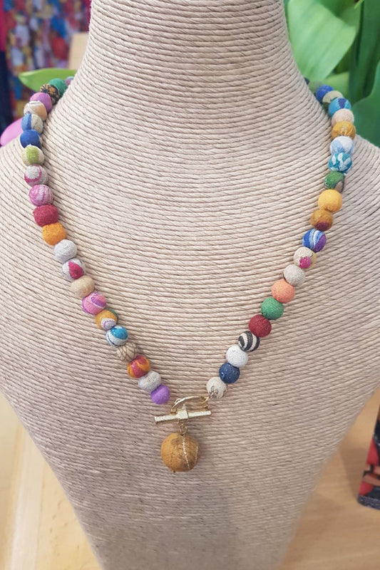 Just Trade Kantha Classic Toggle Necklace Mixed