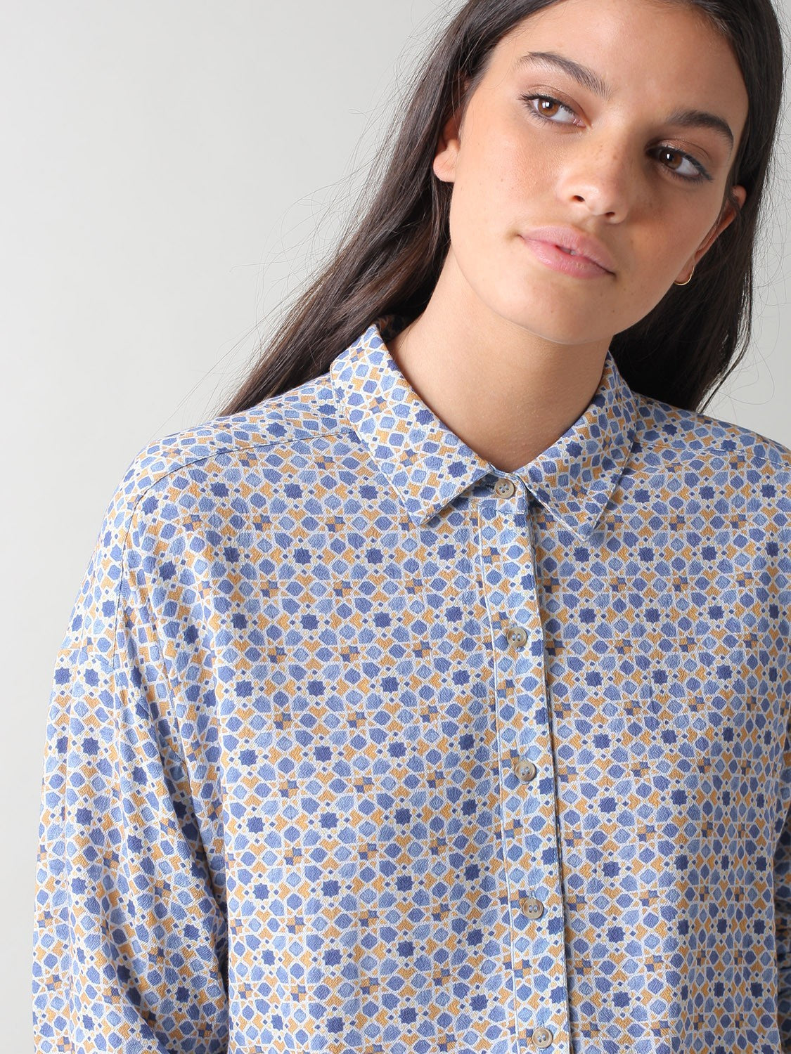 Indi & Cold Floral Print Sienna Shirt Indigo