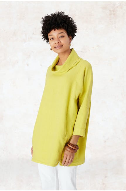 Sahara Textured Linen Relaxed Tunic Chartreuse