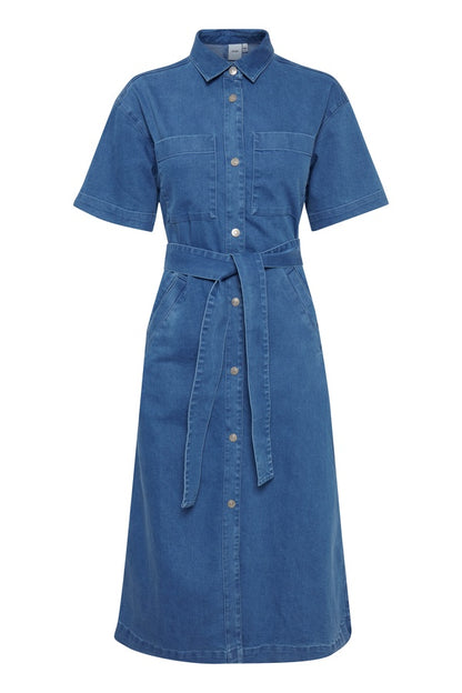 Ichi Mazie Dress Washed Blue Denim