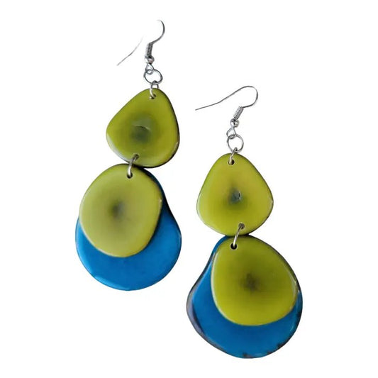 Jewellery By Allie Tagua Slice Dangle Earrings Green