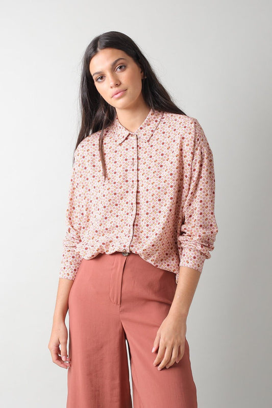 Indi & Cold Floral Print Sienna Shirt terracotta