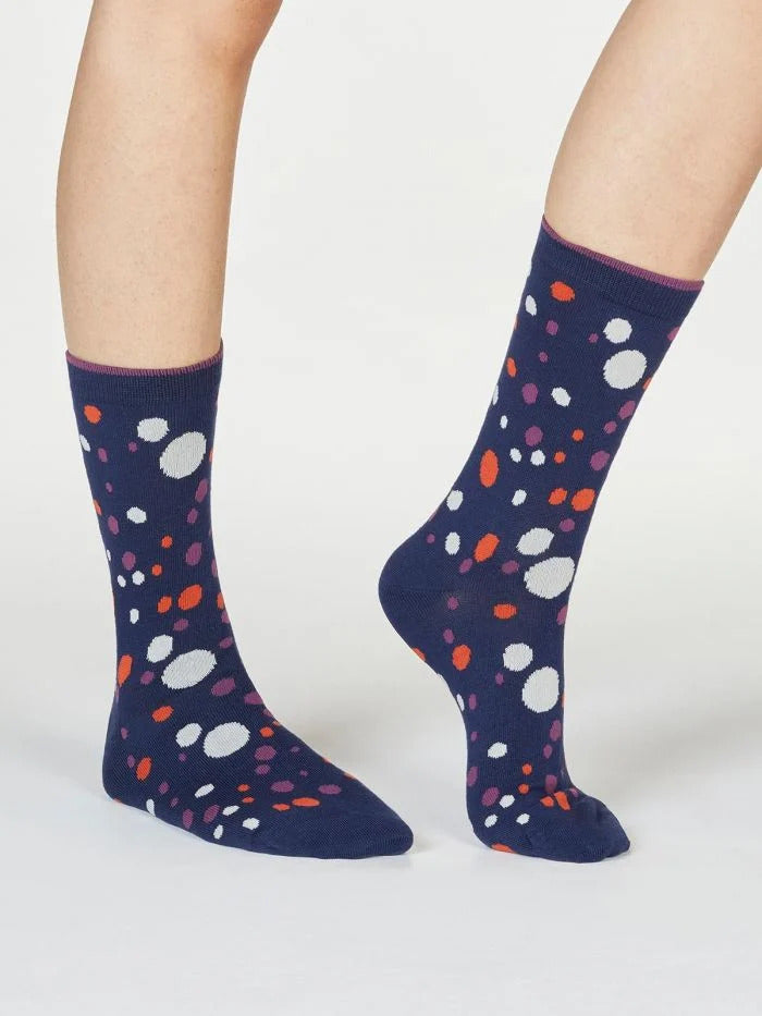 Thought Lucille Spot Socks Navy