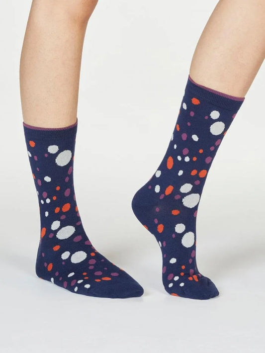 Thought Lucille Spot Socks Navy