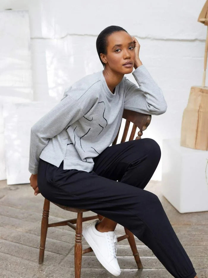 Thought Life Drawing Sweater Grey Marble