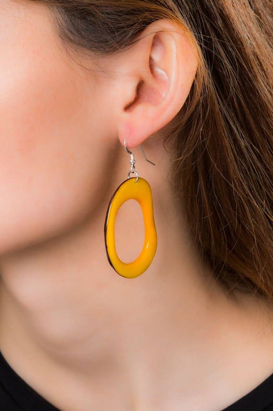 Pretty Pink Jewellery Loop Tagua Nut Earrings Yellow