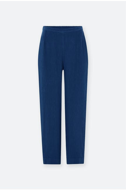 Sahara Textured Linen Slim Trouser Midnight
