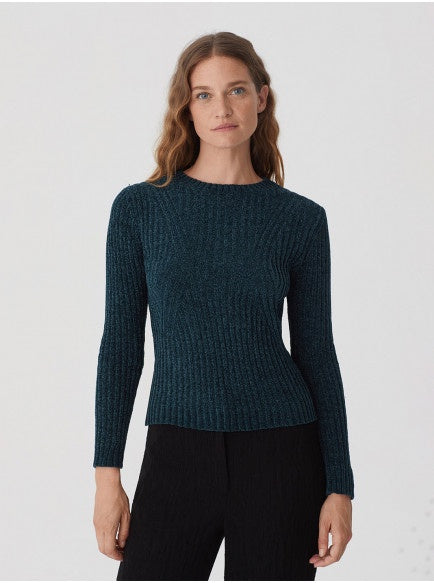 Nice Things Chenille Rib Sweater Green
