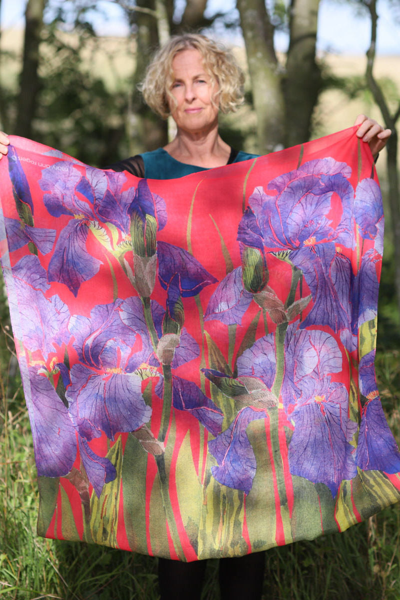 Mary Ann Rogers Bearded Iris Scarf Purple