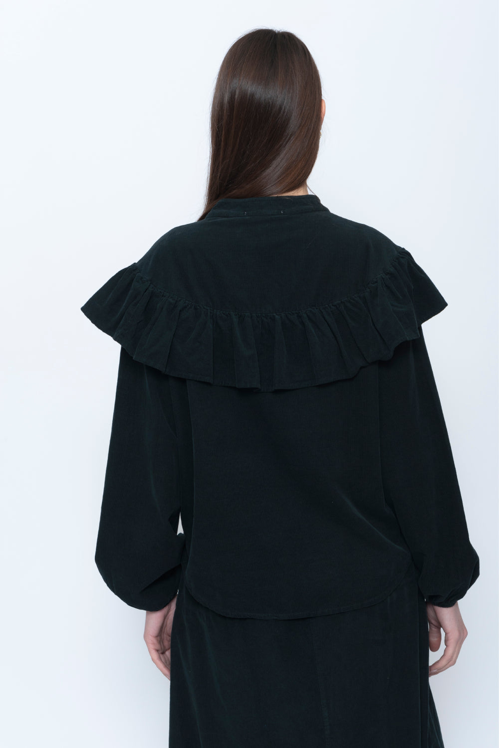 Needlecord Shoulder Ruffle Shirt