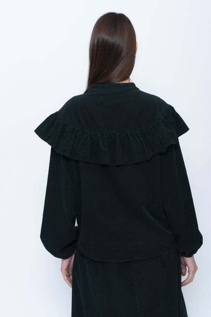 Needlecord Shoulder Ruffle Shirt