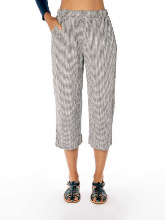 Cut Loose Crinkle Check Easy Crop Trousers Cobblestone Grey