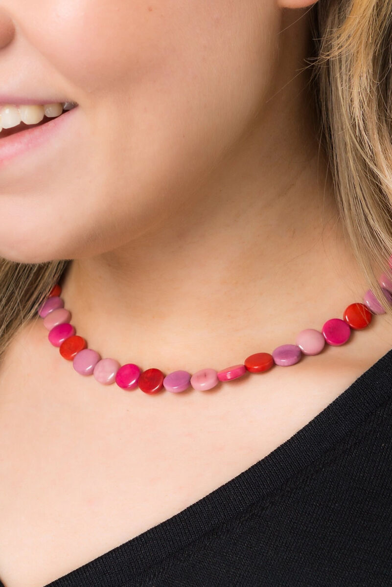 Pretty Pink Jewellery Confetti Tagua Necklace Pink